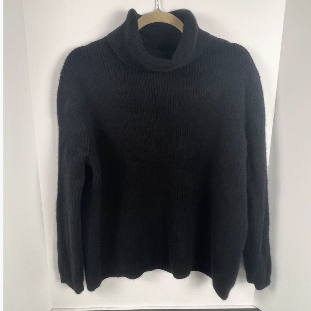 Quince Black 100%  Mongolian Cashmere Fisherman Turtleneck Sweater Size L